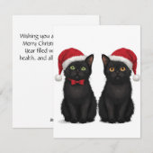 サンタ帽子をかぶった2匹の黒子猫 クリスマス (正面/裏面)