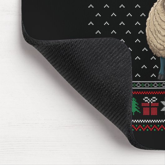 サンタ帽子を着た羊の醜いクリスマス羊の愛好家 マウスパッド (コーナー)