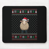 サンタ帽子を着た羊の醜いクリスマス羊の愛好家 マウスパッド (正面)