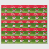 サンタ帽子を緑に塗った野球メリークリスマス ラッピングペーパー (フラット)