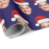 サンタ帽子を被ったカスタム顔写真 | ユニークなプレゼント ラッピングペーパー (ロールコーナー)