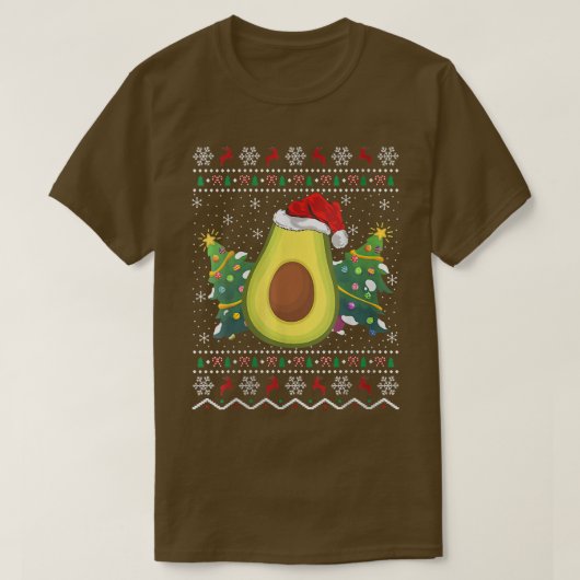 サンタ帽子アボカド醜いクリスマスセーター果実Lov Tシャツ (デザイン正面)