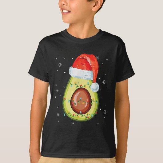 サンタ帽子アボカド メリークリスマス ヴィーガン パジャマ Tシャツ (正面)