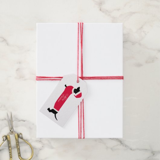 サンタ帽子クリスマスギフトを着たデュシュントラベル ギフトタグ (より糸付き)