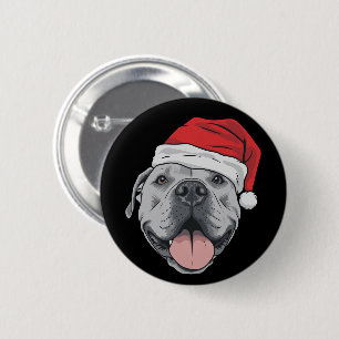 サンタ帽子ピットブル ピット クリスマス Xmas ペット 犬好き 缶バッジ