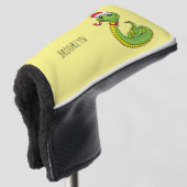 サンタ帽子マンガの可愛い緑のヘビ ゴルフヘッドカバー (3/4 正面)