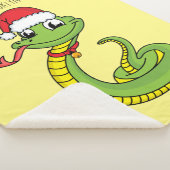 サンタ帽子マンガの可愛い緑のヘビ シェルパブランケット (3/4)