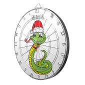 サンタ帽子マンガの可愛い緑のヘビ ダーツボード (正面右)