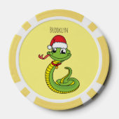 サンタ帽子マンガの可愛い緑のヘビ ポーカーチップ (裏面)