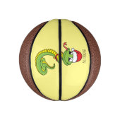 サンタ帽子マンガの可愛い緑のヘビ ミニバスケットボール (縦)