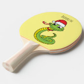 サンタ帽子マンガの可愛い緑のヘビ 卓球ラケット (正面アングル)