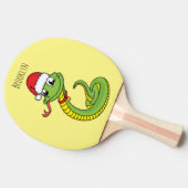 サンタ帽子マンガの可愛い緑のヘビ 卓球ラケット (横)