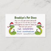 サンタ帽子マンガの可愛い緑のヘビ 名刺 (正面)