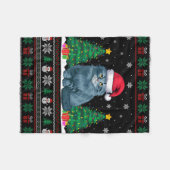 サンタ帽子ラグドール猫クリスマスツリーが醜いSを点灯 フリースブランケット (正面(横))