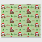 サンタ帽子ラッピング付きクリスマスプー絵文字紙 ラッピングペーパー (フラット)