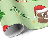 サンタ帽子ラッピング付きクリスマスプー絵文字紙 ラッピングペーパー (ロールコーナー)