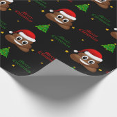 サンタ帽子ラッピング付きクリスマスプー絵文字紙 ラッピングペーパー (角)