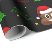 サンタ帽子ラッピング付きクリスマスプー絵文字紙 ラッピングペーパー (ロールコーナー)