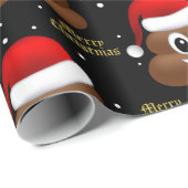 サンタ帽子ラッピング付きクリスマスプー絵文字紙 ラッピングペーパー (ロールコーナー)