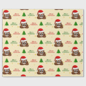 サンタ帽子ラッピング付きクリスマスプー絵文字紙 ラッピングペーパー (フラット)