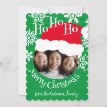 サンタ帽子 フォト ホー ホー ホー メリークリスマス 緑