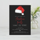 サンタ帽子 ブラック クリスマスパーティー 招待状 (スタンド正面)