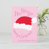 サンタ帽子 ホホホ メリークリスマス ガーリー ピンク シーズンカード (スタンド正面)
