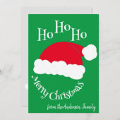 サンタ帽子 ホホホ メリークリスマス 緑 赤 シーズンカード (正面/裏面)