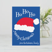 サンタ帽子 ホホホ メリークリスマス 青 白 シーズンカード (スタンド正面)