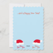 サンタ帽子 ホホホ メリークリスマス 青 白 シーズンカード (裏面)