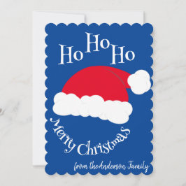 サンタ帽子 ホホホ メリークリスマス 青 白 シーズンカード