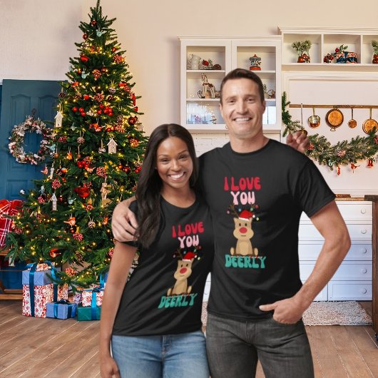 サンタ帽子Tシャツをトナカイで愛してる Tシャツ