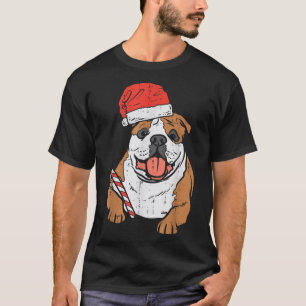 サンタ帽 英語ブルドッグ 犬 クリスマス パジャマ Xm Tシャツ