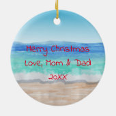 サンタ建物サンディ雪だるまスノーバードクリスマス セラミックオーナメント (裏面)