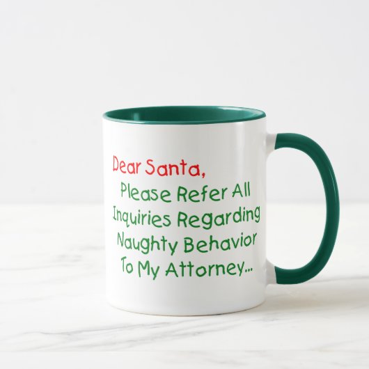 サンタ弁護士へ - 面白いクリスマスの手紙 マグカップ (右)