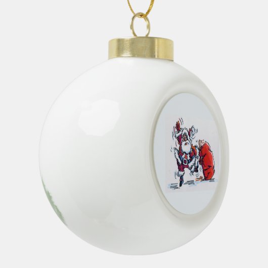 サンタ怒クリスマスボール セラミックボールオーナメント (左)
