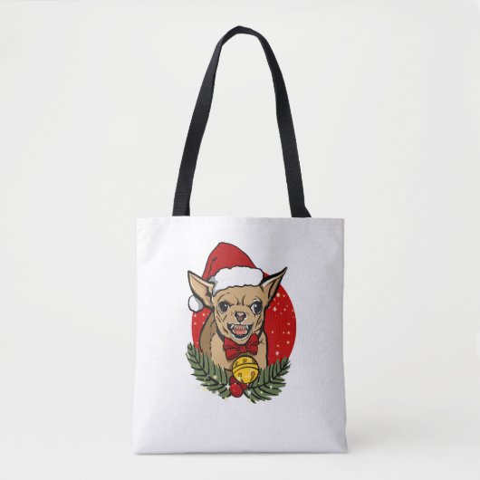 サンタ怒チワワククラシックリスマスTシャツ トートバッグ (正面)