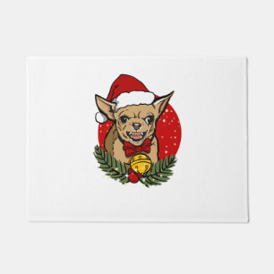サンタ怒チワワククラシックリスマスTシャツ ドアマット