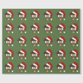 サンタ怒ハットをかぶったフクロウ ラッピングペーパー (フラット)