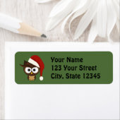 サンタ怒ハットをかぶったフクロウ ラベル (インサイチュ)