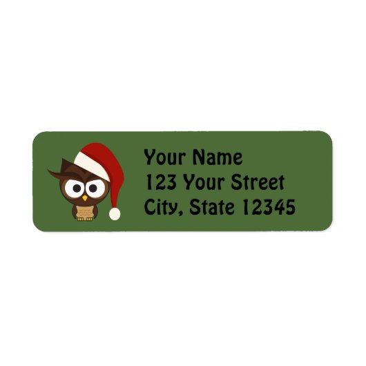 サンタ怒ハットをかぶったフクロウ ラベル (正面)