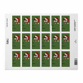 サンタ怒ハットをかぶったフクロウ ラベル (フルシート)