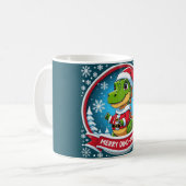 サンタ恐竜 クリスマス おもしろい "メリー ディノマス" コーヒーマグカップ (正面左)