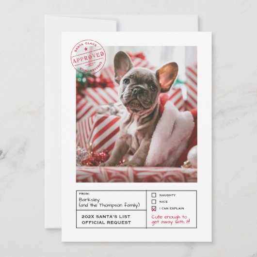 サンタ承認いけなまたは素敵な型枠写真 シーズンカード (正面)
