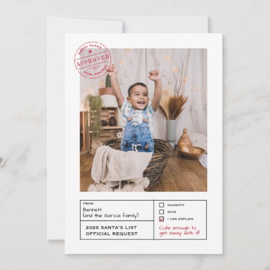 サンタ承認いけなまたは素敵な型枠写真 シーズンカード (正面)