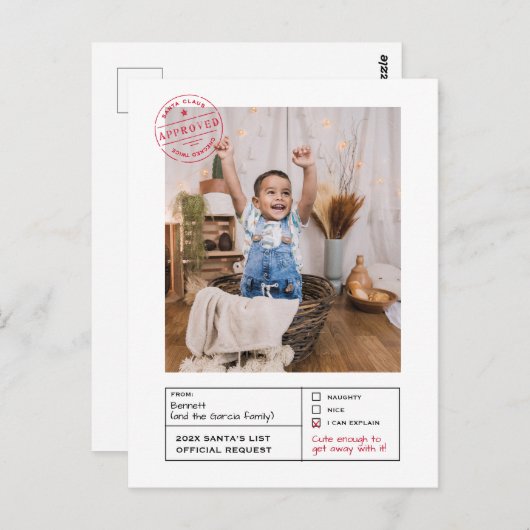 サンタ承認いけなまたは素敵な型枠写真 ポストカード (正面/裏面)