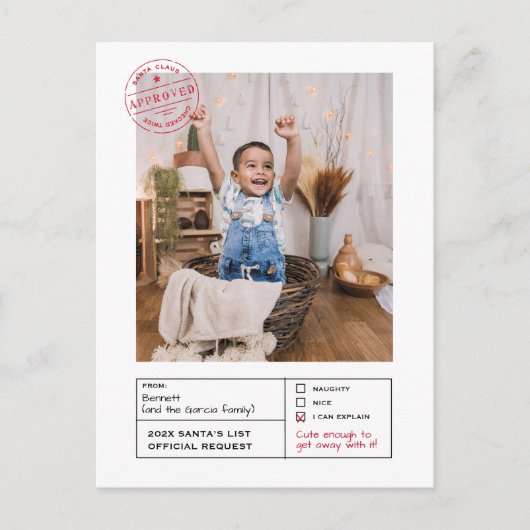 サンタ承認いけなまたは素敵な型枠写真 ポストカード (正面)