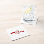 サンタ承認、クリスマススタンプ、クリスマスの喜び。 スクエアペーパーコースター (インサイチュ)