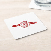 サンタ承認、クリスマススタンプ、クリスマスの喜び。 スクエアペーパーコースター (アングル)