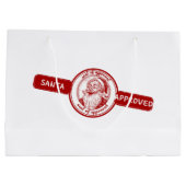 サンタ承認、クリスマススタンプ、クリスマスの喜び。 ラージペーパーバッグ (裏面)